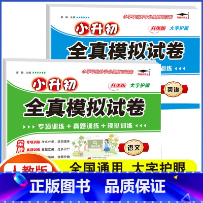 全真模拟试卷 语文+英语[2本] 小学升初中 [正版]2023年小升初分班全真模拟试测试卷初一入学必刷题人教版语文数学英