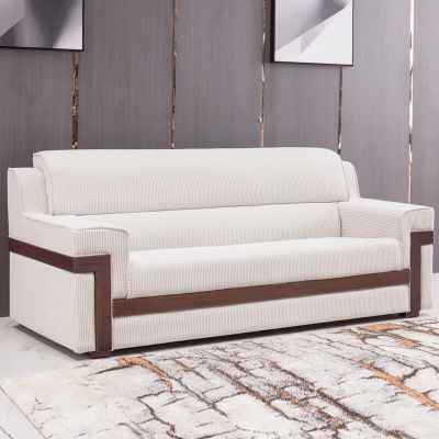 翌嘉 YJ-20146 办公接待沙发贵宾接待室会议沙发条纹布款三人位