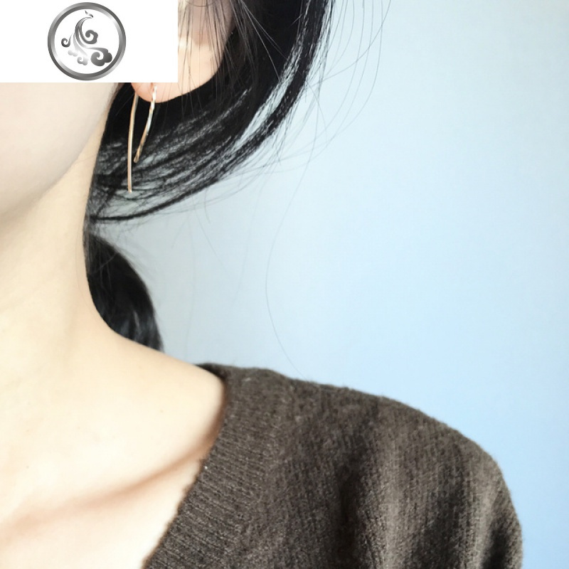 秋冬弧形耳环女耳勾14k包金925纯银欧美耳线耳针耳钉简约极简 jimi