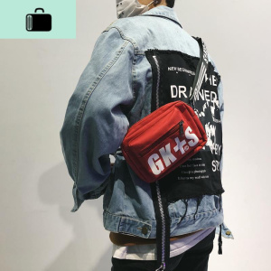 港风单肩包男潮牌青年帆布韩版运动休闲嘻哈包时尚简约小包斜挎包NEW LAKE