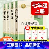 [人教版]镜花缘+猎人笔记+湘行散记+白洋淀纪事 全4本. [正版]朝花夕拾鲁迅原著七年级上册无删减完整版人教版 初一初