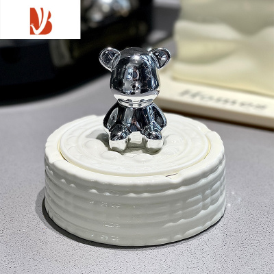三维工匠客厅茶几厨房收纳抽纸盒家用卧室餐厅桌面创意摆件 奶白冰川烟灰缸[小熊款]