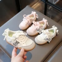 2025春季新款儿童休闲鞋中小童潮流蝴蝶结软底童鞋女童板鞋