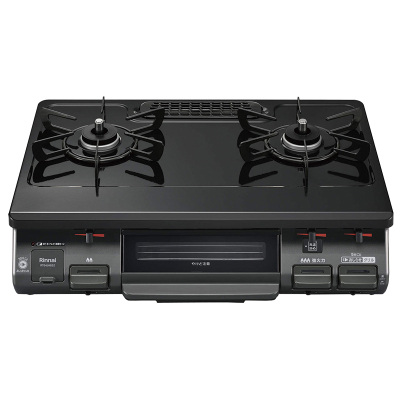 日本进口林内燃气灶基础版台式两眼头日系煤气炉烤箱单面烤天然气RT64JH6S2-GR水晶涂层顶板黑色右大火