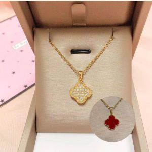 2023新款镶钻双面四叶草钛钢项链女网红轻奢吊坠时尚个性项坠锁骨链不掉色