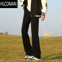 HLCOMAN男裤款2024新款休闲直筒裤子加绒加厚p暖卫裤美式cibe微喇裤