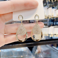 韩国东大门微镶几何水滴耳环气质百搭金属感耳坠925银针网红耳饰送女朋友老婆情人节七夕生日礼物
