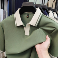 锦氨无痕剪刀领polo衫男2026夏季新款简约休闲冰丝凉感短袖男T恤