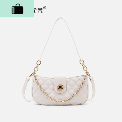 小众包包2020新款潮网红时尚百搭菱格单肩法棍腋下包斜挎链条包女NEW LAKE女斜挎包