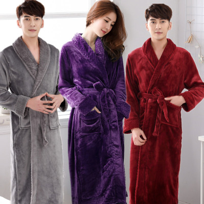 SleepyBear秋冬季法兰绒睡袍女加厚男睡衣珊瑚绒大码胖mm孕妇冬天加长款浴袍