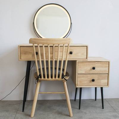 北欧实木梳妆台卧室现代简约网红小户型化妆台ins风简易化妆桌
