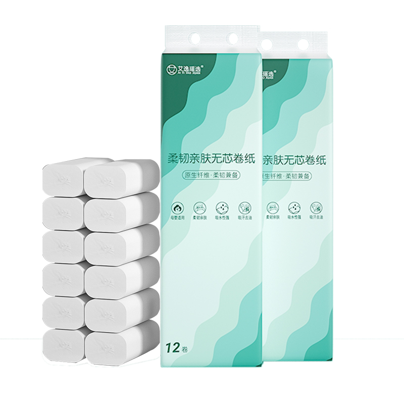 艾逸瑶选 柔韧亲肤无芯卷纸24卷1600克 5层/节 AYYX800-24