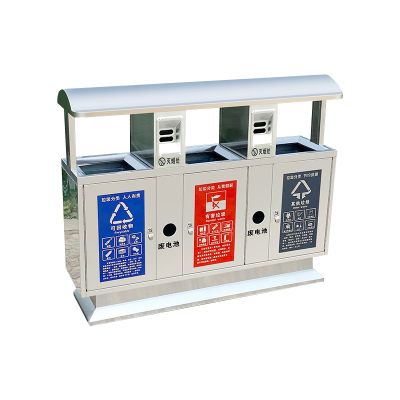 翌嘉 YJ4070412不锈钢分类垃圾箱公共场合环卫果皮箱户外垃圾桶 304不锈钢三分类北京桶