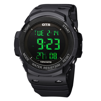 奥迪斯(O.T.S)户外智能电子表男温度秒表30米生活防水多功能系列男表倒计时闹钟夜光运动学生手表0010