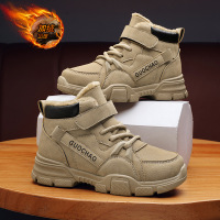 秋冬新款儿童马丁靴加绒保暖雪地靴男女同款时尚休闲魔术贴童鞋