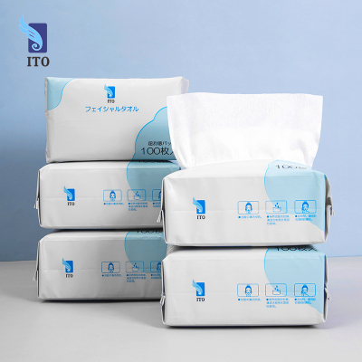 日本ito洗脸巾抽取式一次性棉柔巾婴儿洁面巾干湿两用洗脸巾100抽