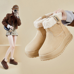 加绒高帮雪地靴女冬季新款学生ins韩版保暖休闲厚底增高