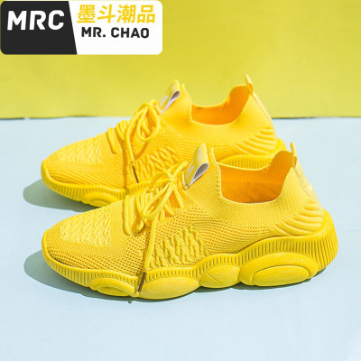 飞织运动鞋女透气网鞋女鞋2020春新款小熊鞋子网面轻便软底跑步鞋墨斗潮品休闲鞋