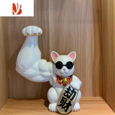 三维工匠麒麟臂招财猫大力肌肉手臂劫财猫乔迁玄关办公室摆件开业搞怪