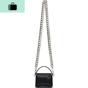 2020年Kara春夏新款皮mini链条斜挎小方包个性小众迷你手提包女NEW LAKE 黑色(皮)不能放手机女斜挎包 黑色（真皮）不能放手机