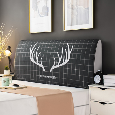 床头套罩北欧风格全包通用防尘软包保护床靠背简约现代木 鹿角格子 高度50-65*长度220cm通用款