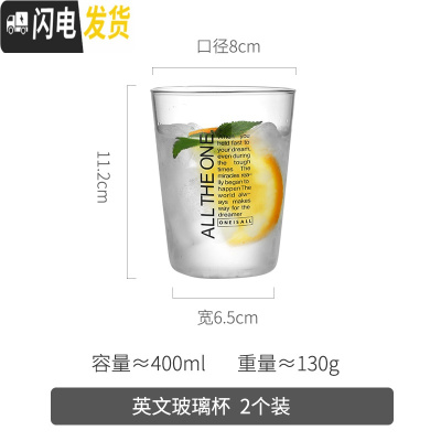 三维工匠家用可高温玻璃冷水壶凉白开水瓶套装北欧风大容量高硼硅储冰水杯 英文杯400*2凉水壶