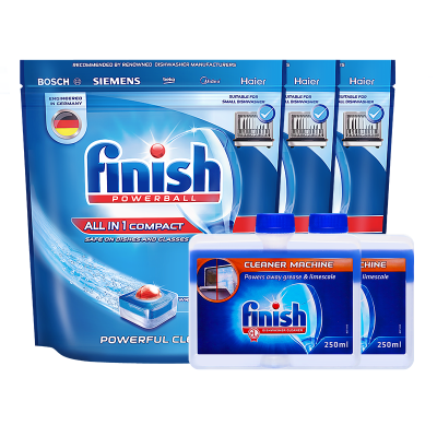 finish小型多效洗碗块3袋清洁剂2瓶洗碗机专用洗涤剂非洗碗粉盐剂