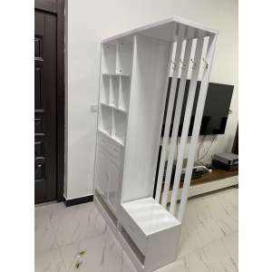 青木川 实木酒柜鞋柜一体靠墙 进门口入户玄关隔断屏风门厅柜玄关柜 客厅家用可坐带挂衣架装饰柜双面间厅柜 简约现代中式