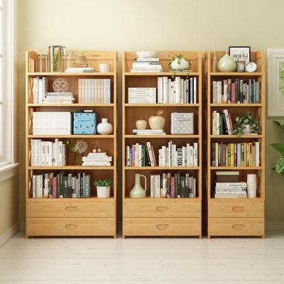 森美人中式落地书柜书架现代简约简易儿童置物架楠竹架子办公室收纳架子