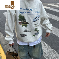 YANXUCGGA美式高街创意印花卫衣男新款圆领套头宽松上衣外套