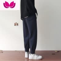 七斓卡其色毛呢西裤男士韩版潮流痞帅小脚休闲长裤直筒宽松哈伦裤