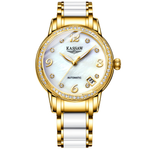 卡梭(KASSAW)手表女新款商务潮流陶瓷自动机械表女表防水时尚款K880LK882L