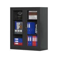 臻远 ZY-WJGC-86 文件柜窄边矮柜拆装档案柜落地书柜 760玻璃门黑色