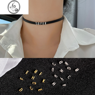 JiMi925银银皮绳名字DIY字母项链choker韩版锁骨链女项圈字母颈链颈带