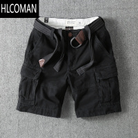 HLCOMAN美式复古工装短裤夏季男多袋裤宽松休闲五分裤白色大码潮