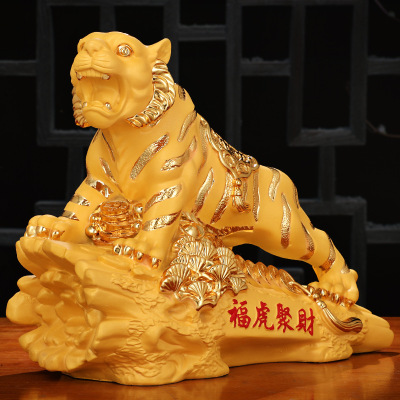 添福运 树脂摆件工艺品家居客酒柜装饰品玄关客厅只进不出大容量存钱罐摆件办公室装饰店铺装饰开业礼品乔迁礼品老虎存钱罐