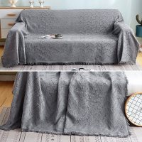 家柏饰(CORATED)北欧色沙发巾沙发布全盖毯子单简约沙发套沙发垫盖布罩 岩灰T格[] 180*300cm