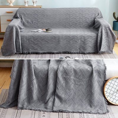 家柏饰(CORATED)北欧色沙发巾沙发布全盖毯子单简约沙发套沙发垫盖布罩 岩灰T格[] 180*300cm