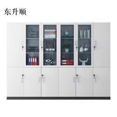 东升顺办公室书柜木质文件柜资料档案柜储物柜带锁柜子板式书架带玻璃门