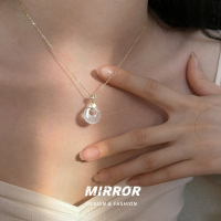 925纯银白玉髓荔枝冻福字项链女锁骨链韩国网红气质个性潮送女朋友老婆情人节七夕生日礼物