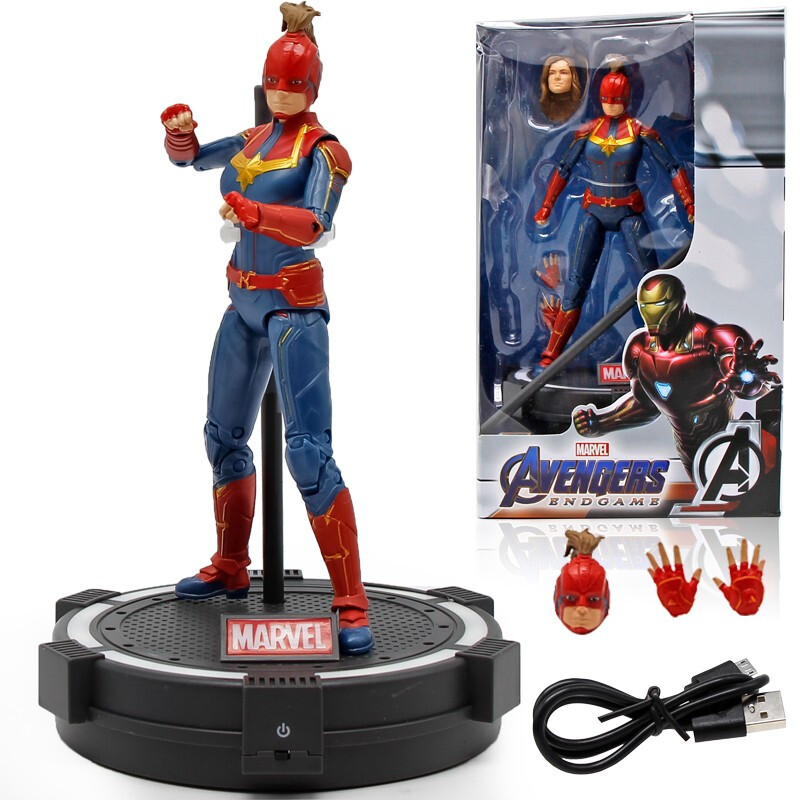 者联盟4终局之战雷神惊奇队长可动人偶手办模型玩具惊奇队长发光底座
