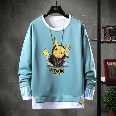 狮臣SHICHEN2020年秋季新款男士卫衣套头圆领卫衣男青少年卫衣运动百搭潮卫衣男宽松卫衣男装WY7083湖蓝色M