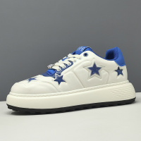 男生头层牛皮厚底板鞋男款潮鞋欧洲站男鞋男士轻奢立体压花休闲鞋