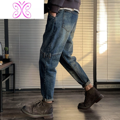 YUANSU修身牛仔裤男直筒宽松秋冬新款韩版潮流百搭潮牌加绒加厚休闲长裤牛仔裤男