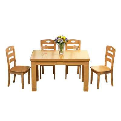诚亿宏 实木餐桌方桌1桌+4椅 130*80*75/6122