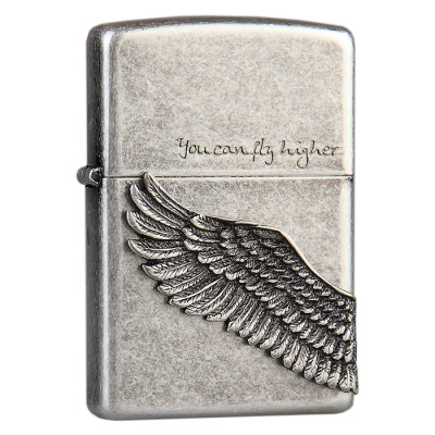 芝宝（ZIPPO）打火机正版芝宝正品原装贴章翅膀ZPPO古银飞得更高定制