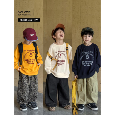 童酷男童秋款湖州织里童装洋气字母印花中小童圆领儿童卫衣潮