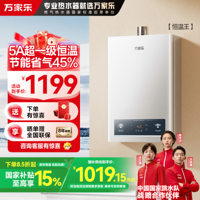 万家乐恒温王燃气热水器JSQ30-16P3(F)天然气5A超一级恒温家用16升洗澡静音一级节能省气防冻