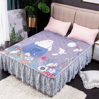 美帮汇乳胶凉席三件套1.8m冰丝床裙款可水洗折叠机洗夏季夏天软