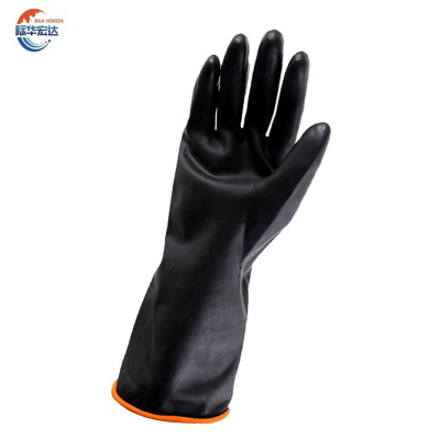 际华宏达 黑色加长橡胶劳保手套 J-18/副